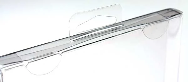 Plastic Gift Boxes 11.4x1.6x14.9cm Crystal Clear with Hanger in middle