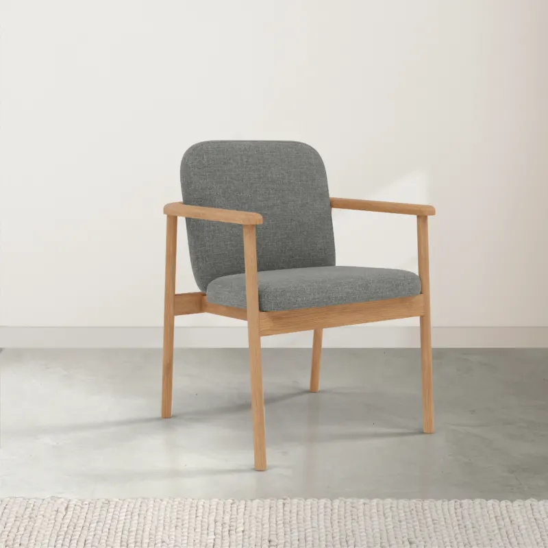 Jackson Dining Chair Pewter Gray Fabric Solid American Oak