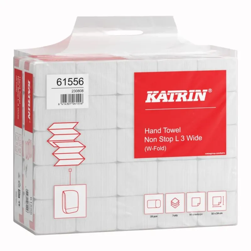 KATRIN W-Falz Falthandtücher Non Stop L Wide 90 Blatt, Handy Pack 1 Karton = 25 Packungen