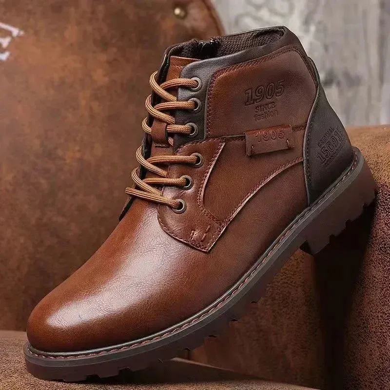Fashion High-Cut Lace-up Vintage Style Men Winter Boots - Image 0