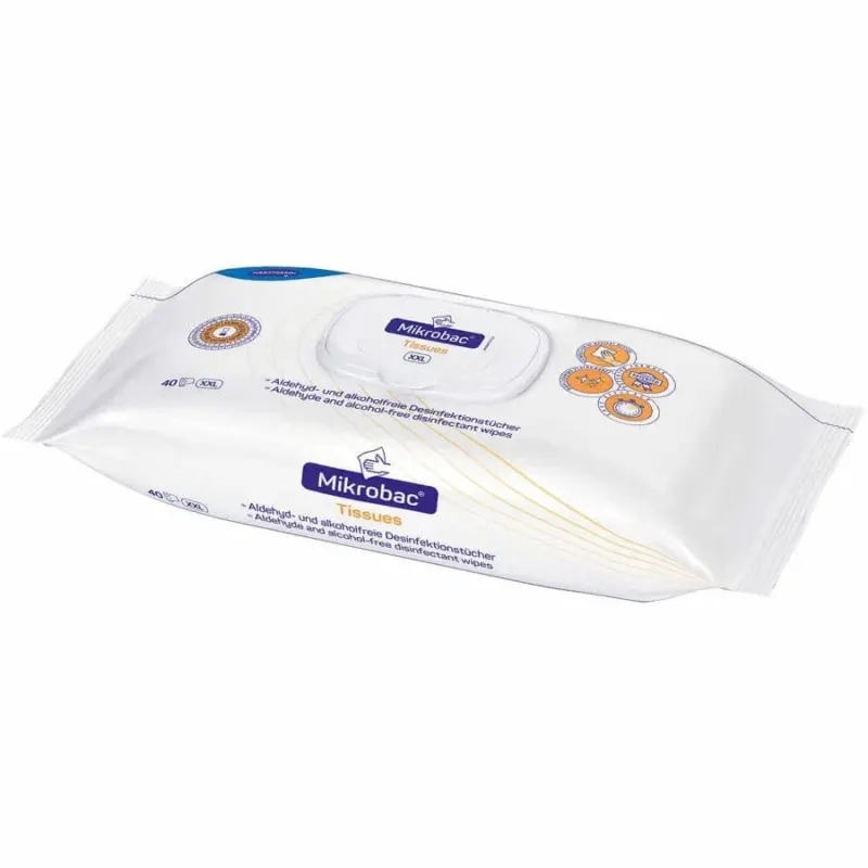 Mikrobac Tissues Desinfektionstücher Flowpack 40 XXL-Tücher