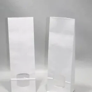 Block Bottom Bags Kraft White 10.5x6.5x33cm 80 g/m2 with 30my OPP Foil Window | 1kg