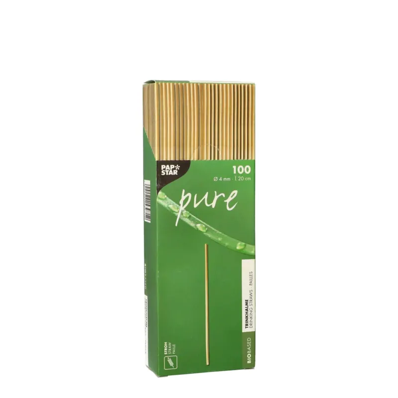 Papstar Pure Stroh Trinkhalme, 20 cm 1 Karton (10 Packungen × 100 Stück)