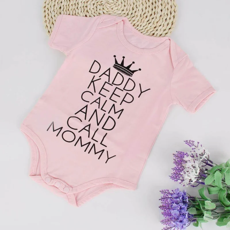 '' Daddy Keep calm and call mommy '' Funny Baby Onesie - Image 0