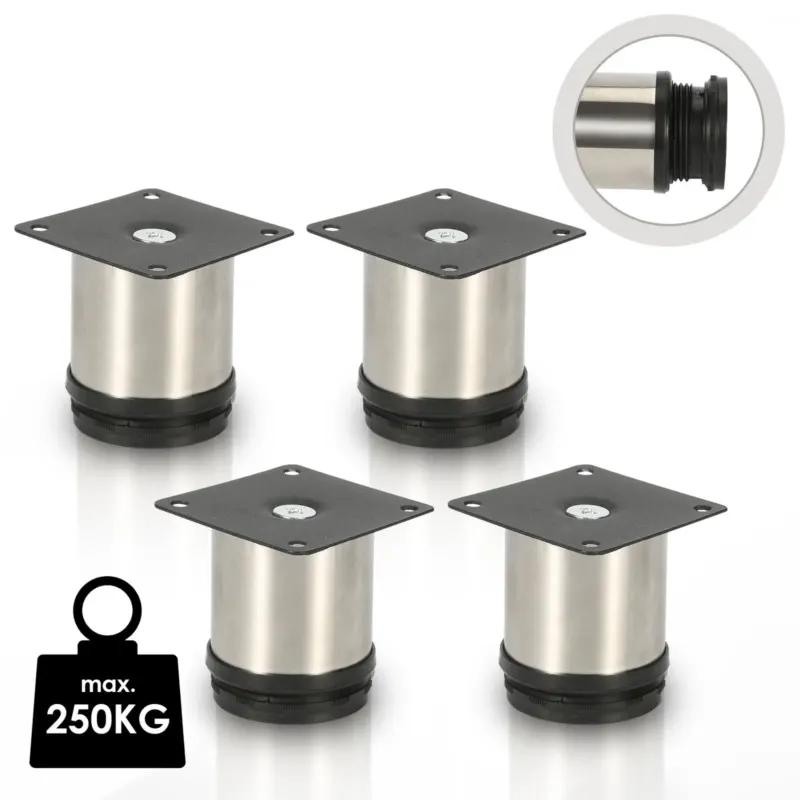 BMOT 4X Möbelfüße Edelstahl Aluminium Höhenverstellbar