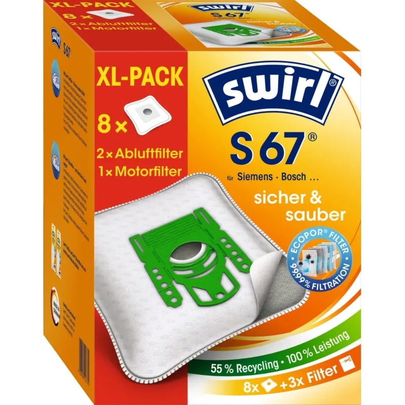 Swirl® S 67 EcoPor® XL Staubsaugerbeutel, Vorteilspack
