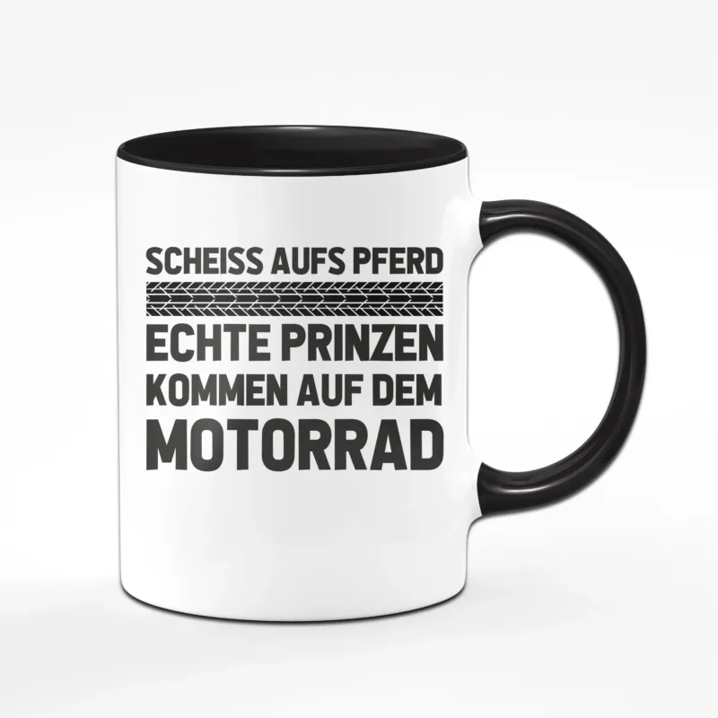 Bild: Motorrad Tasse - Scheiss aufs Pferd.