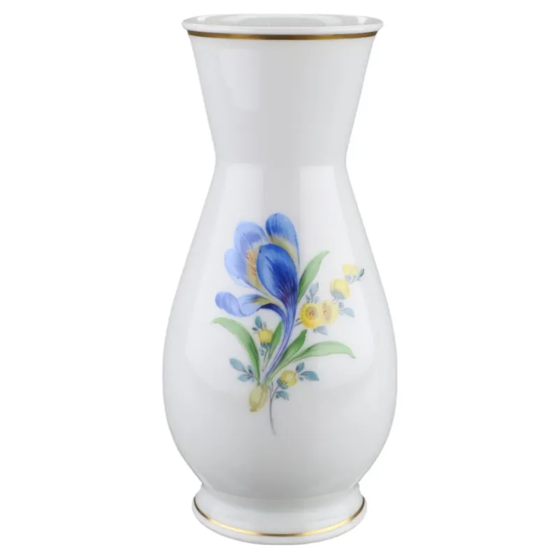 Vase mittelgroß Blüte Blau Gelb Meissen Zierporzellan Vasen und Amphoren
