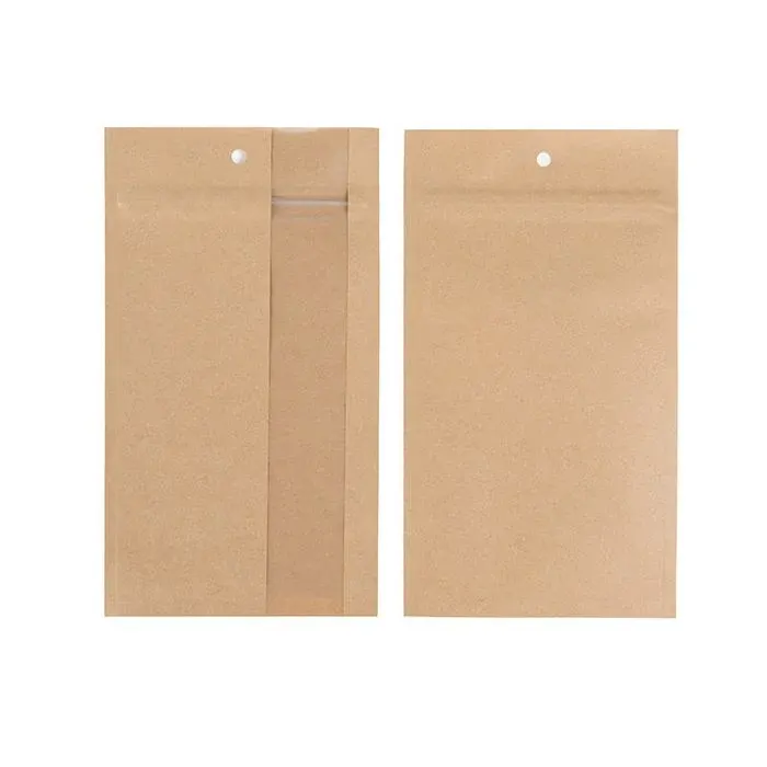 Grip Seal Bags Kraft With Vertical Window 10.2x16.5 cm