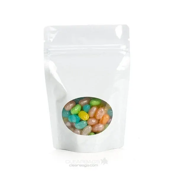 Stand Up Pouches White with oval Window 10x6x15cm | 57 grams