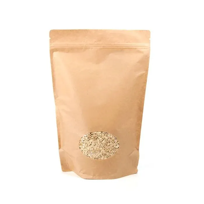 Stand Up Pouches Kraft with oval Window 23x12x34.5cm | 907 grams